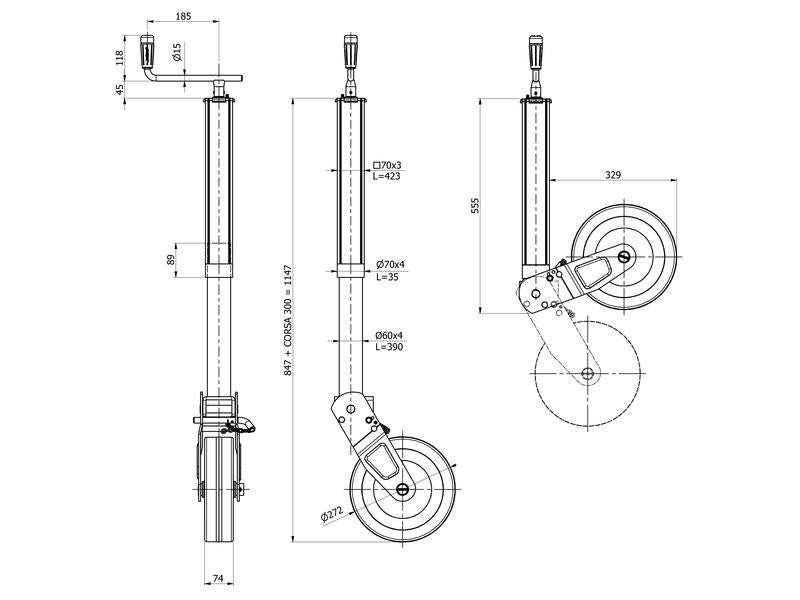 Jockey Wheel Jack Retractable