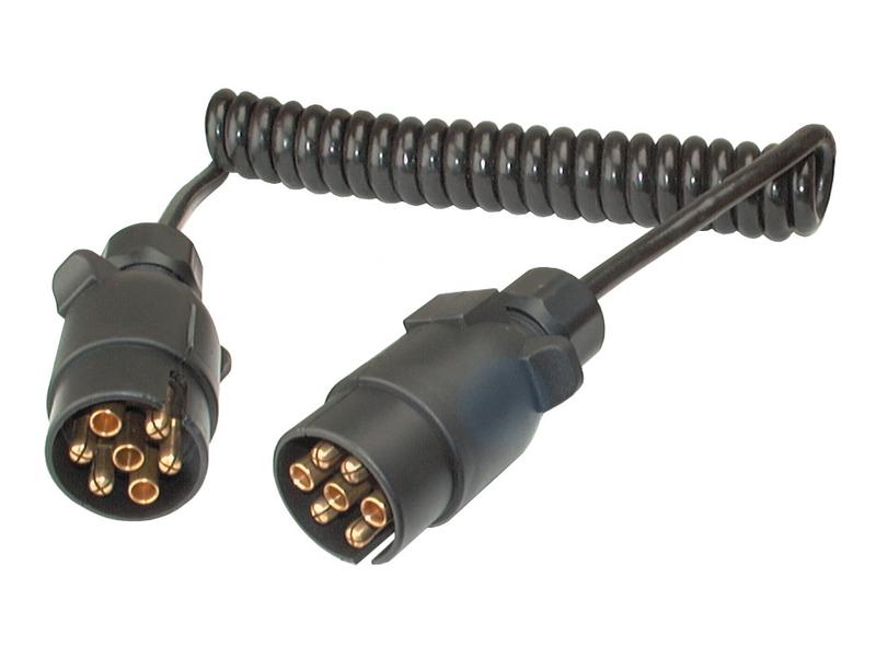 Spiral Extension Cable 1.75M, 7 / 7 Pin, Male / Male 7 Core