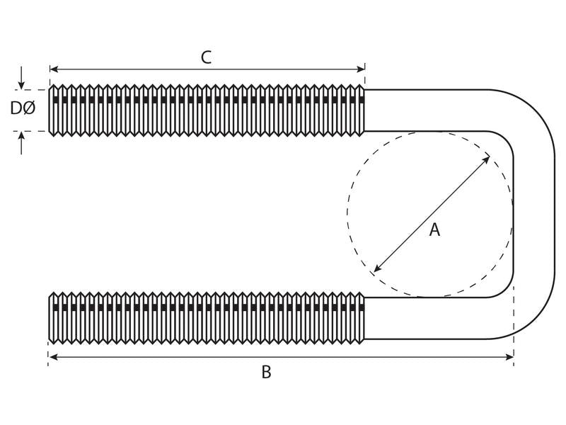 U Bolt- M14x105mm Length: 133mm