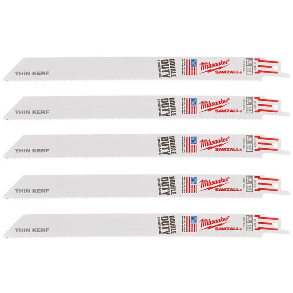 Milwaukee 230mm x 14tpi Metal Thin Kerf Sawzall Blades (5 Pack) 48475187