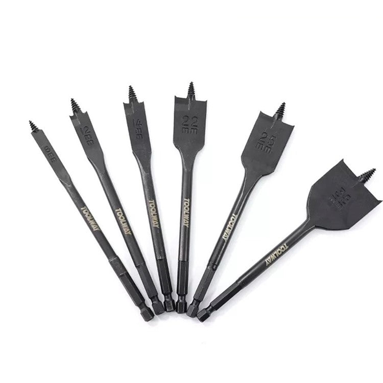 Toolway 6pc Set Self-Feeding Screw Tip Flat Wood Drill Bit