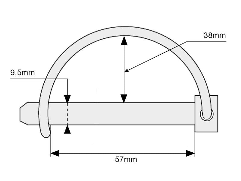 Shaft Locking Pin, Pin 9.5mm x 57mm