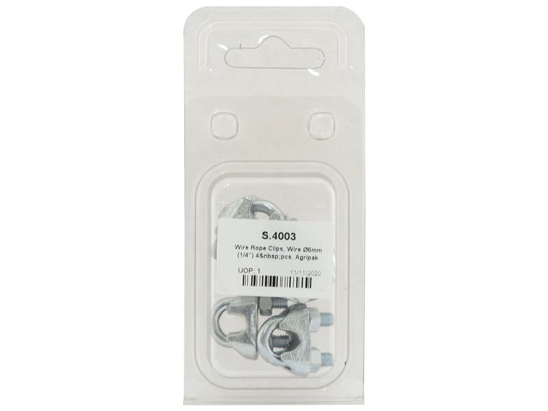 Wire Rope Clips 6mm (1/4'') 4pc