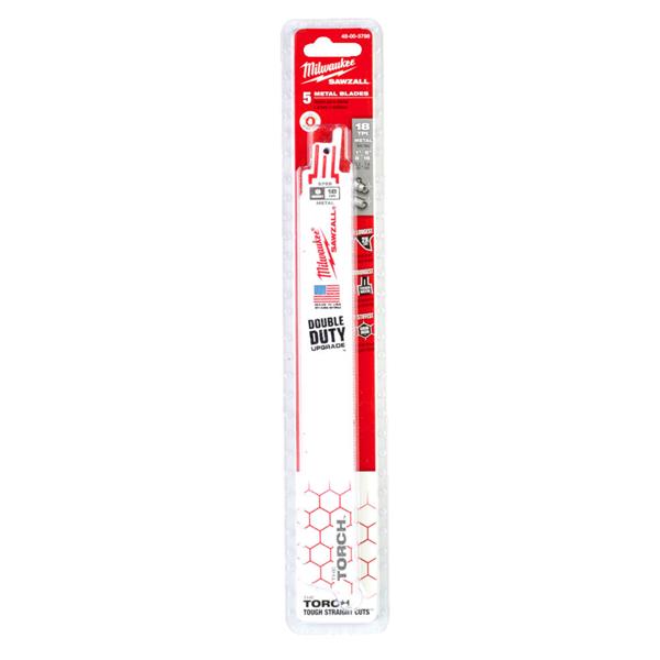 Milwaukee 230mm x 18tpi Torch Sawzall Blades - 5pc 48005788