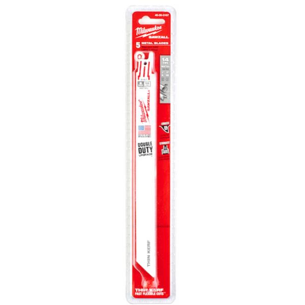 Milwaukee 230mm x 14tpi Metal Thin Kerf Sawzall Blades (5 Pack) 48475187