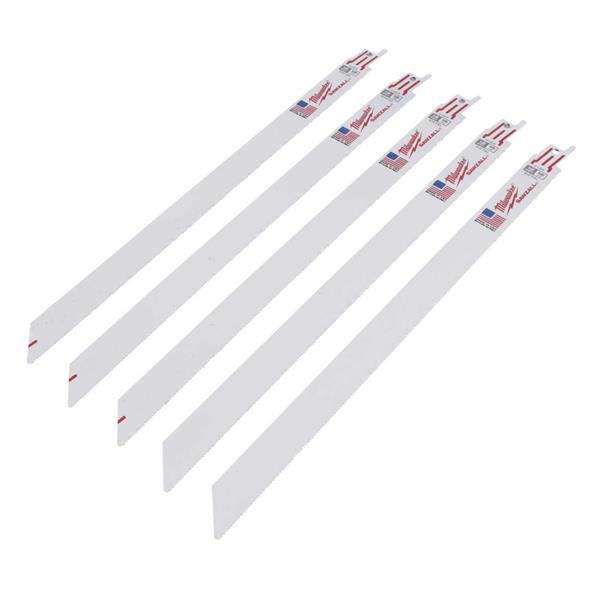 Milwaukee 300mm x 18 TPI Sawzall Thin Kerf Sabre Blades (5 Pack) 48475189