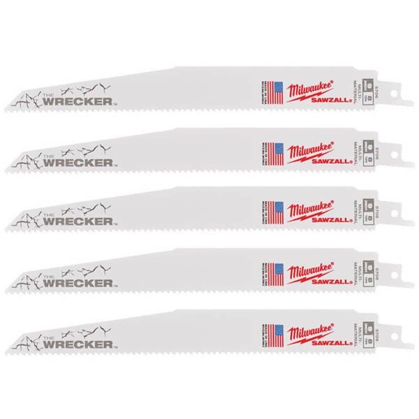 Milwaukee Heavy-Duty Sawzall B WRECKER Blades 230mm x 7/11 TPI (5 Pack) 48475706