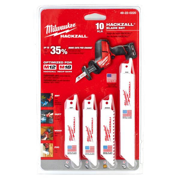 Milwaukee 10 Piece Hackzall Blade Set 49220220