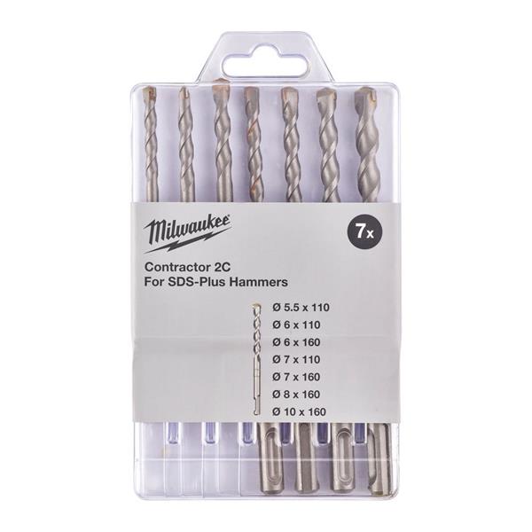 Milwaukee 7 Piece Contractor 2C SDS Plus Hammer Drill Bit Set  4932471245