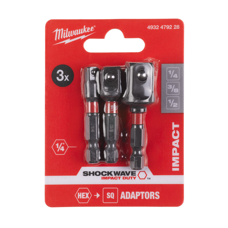 Milwaukee 3 Piece ShockWave Impact Duty Adaptor Set 4932479228