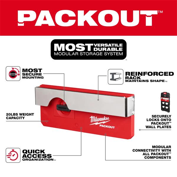 Milwaukee PACKOUT Wall Storage Belt Clip Rack 4932493377