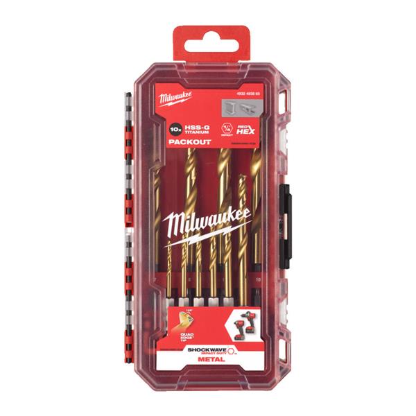 Milwaukee Shockwave Impact Rated HSS-G 10Pc Hex Shank Drill Bit Set 4932493865