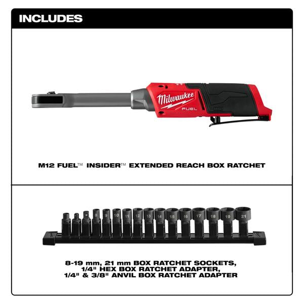 Milwaukee M12 Fuel Pass Through Ratchet & Socket Kit