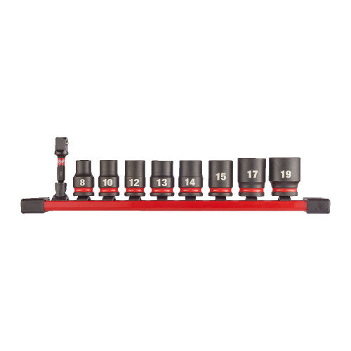 Milwaukee 3/8'' Shockwave 3/8" Standard Impact Duty Socket Rail Set (9pc) 4932480454