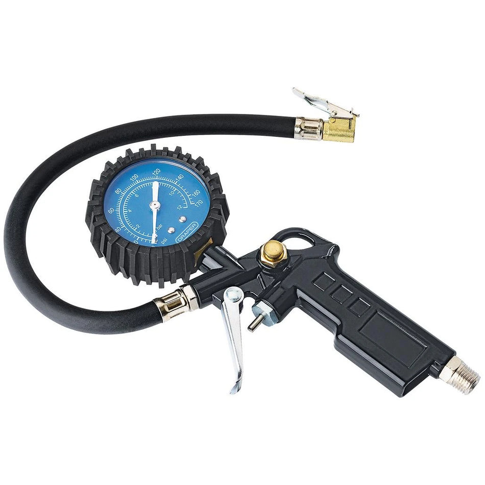 Draper Pistol Grip Air Tyre Inflator with Dial Gauge