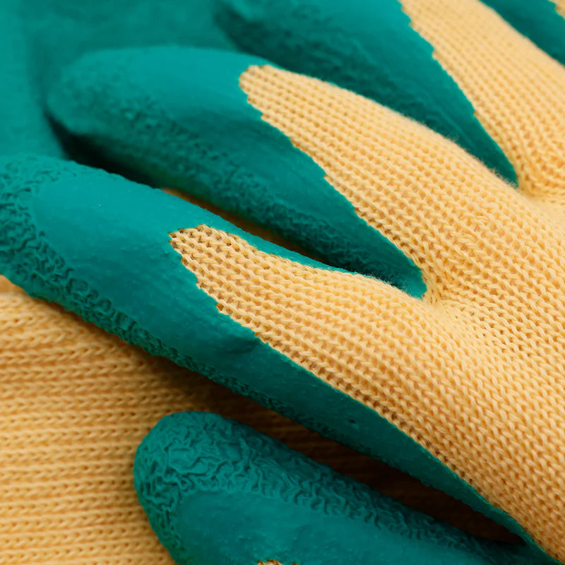 Green Latex Grip Palm Work Gloves 12pk