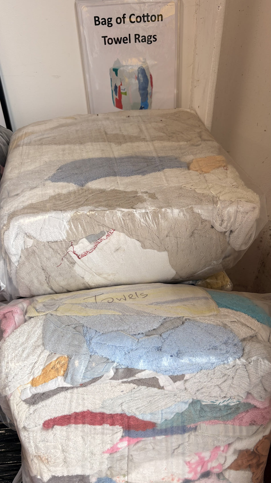 Bale of Coloured Cotton Towel Rags