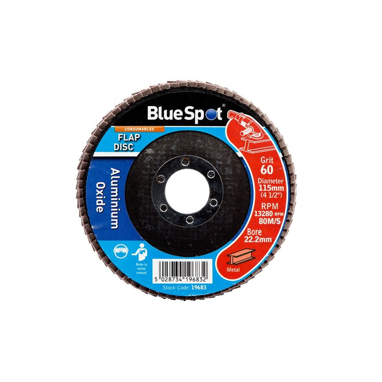 BlueSpot 115mm 60 Grit Aluminium Oxide Flap Disc