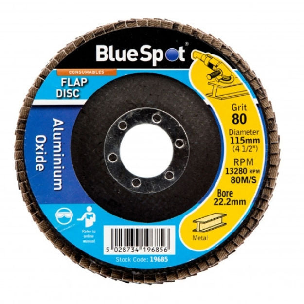 Blue Spot 115mm 80 Grit Aluminium Oxide Flap Disc