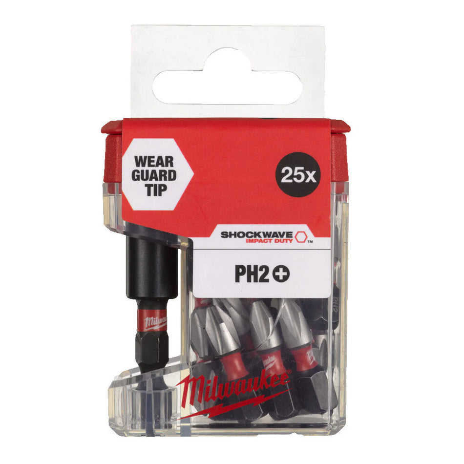 Milwaukee Shockwave 25pc set + PH2 X 25mm Bit Holder 4932479856