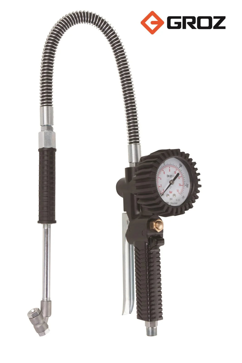 Groz Tyre Inflating Gauge + 24" Chuck & Hose - GZ61330