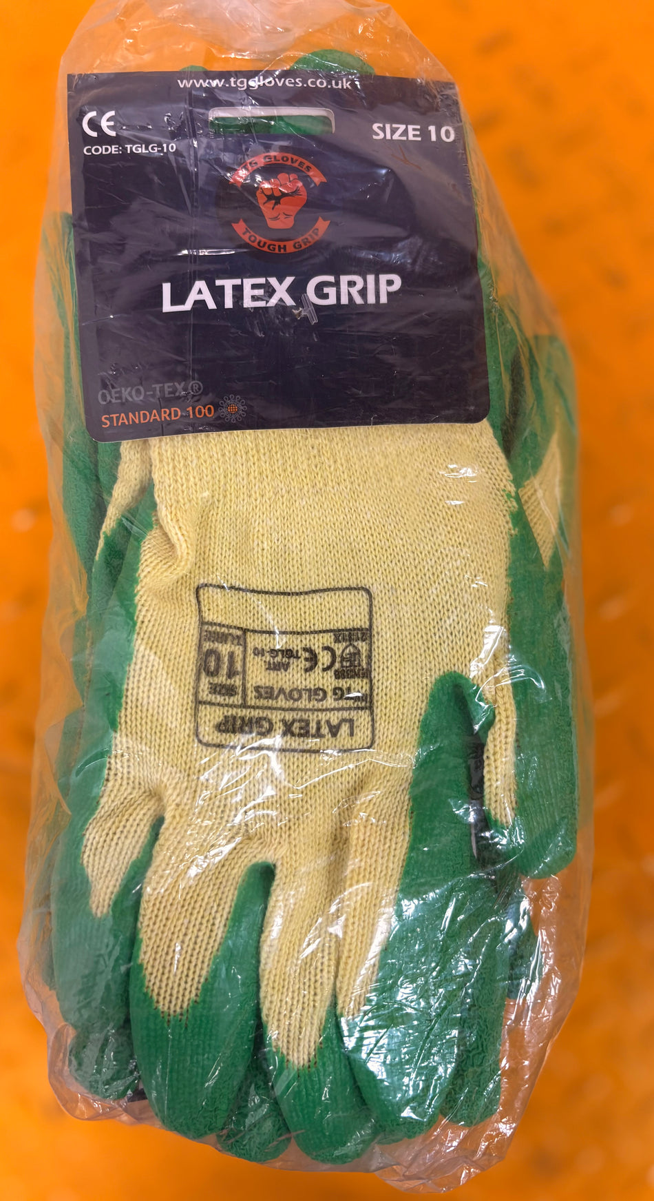 Green Latex Grip Palm Work Gloves 12pk