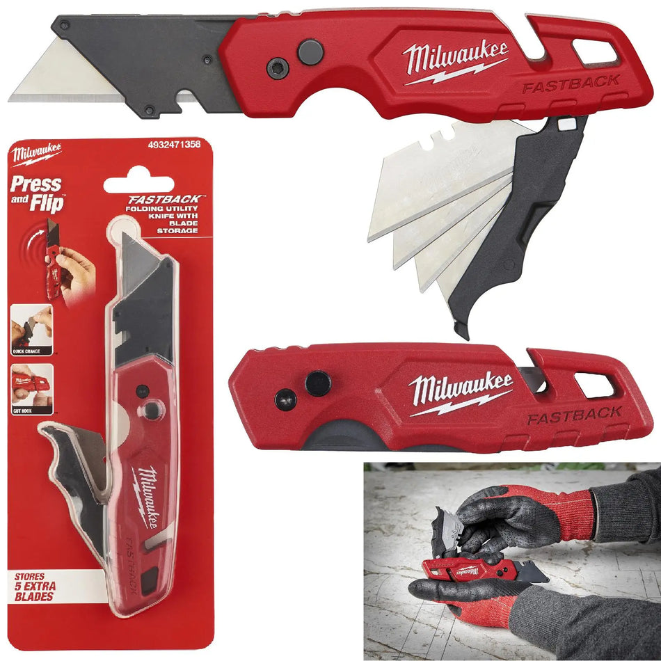 Milwaukee Fastback Folding Utility Knife with Blade Storage 4932471358