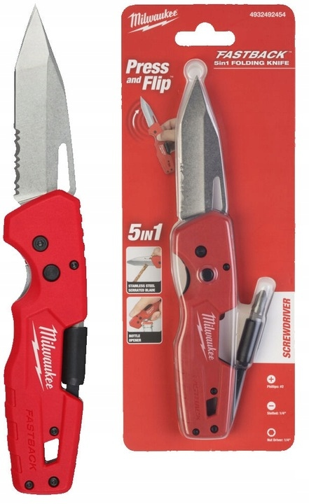 Milwaukee FASTBACK 5-in-1 Folding Knife – 4932492454