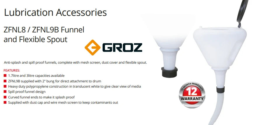 Groz 9" Anti-Splash Funnel 3 Litre