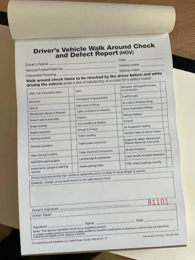 TEC13 Vehicle Walkaround Checkbooks – HGV & Trailer