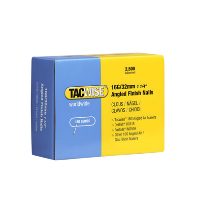 Tacwise 16G/32mm Galvanised Angled Finish Nails 2500pk