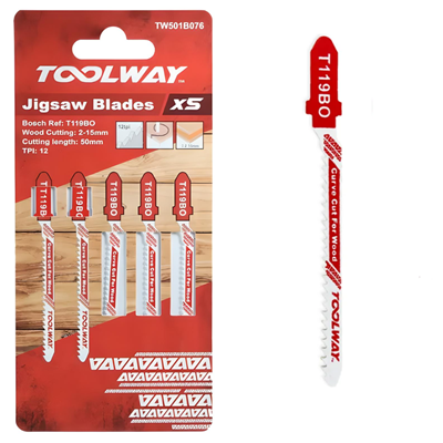 Toolway T119BO Jigsaw Blade for Wood 5pc - TW501B076
