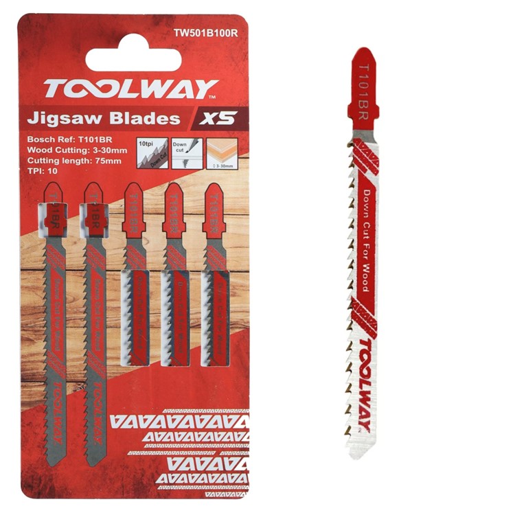Toolway T101BR Jigsaw Blade for Wood 5pc - TW501B100R