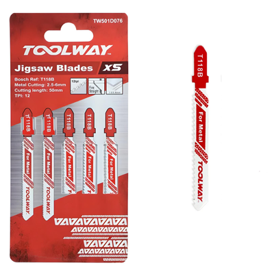 Toolway T118B Jigsaw Blade for Metal 5pc - TW501D076