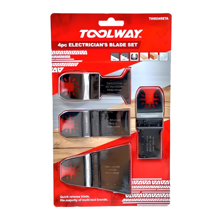 Toolway 4pc Electrician's Oscillating Multi-Tool Blade Set