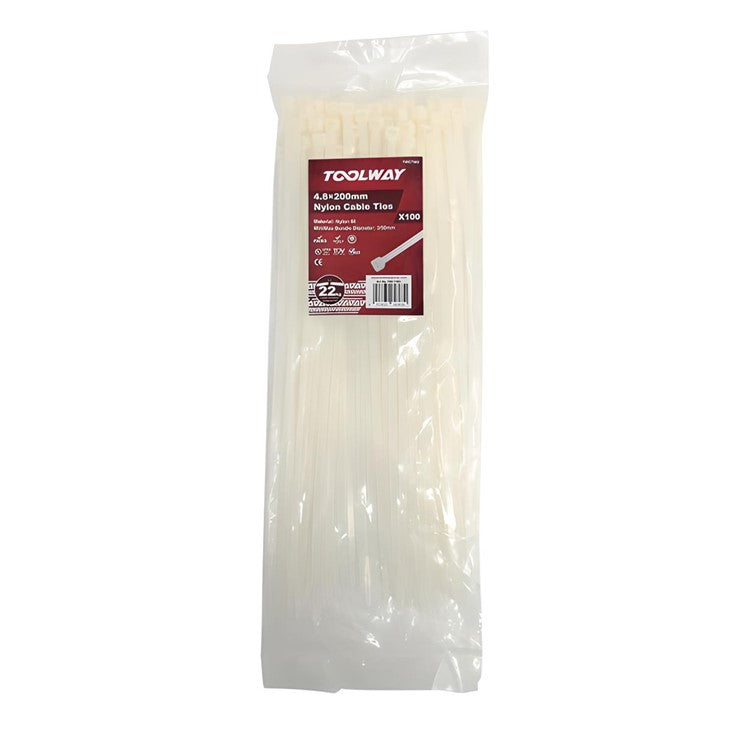 Toolway 450 x 9.0mm White Cable Ties 100pk - TWCTW7