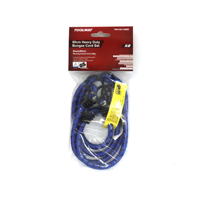 Toolway 600mm 2pc Bungee Straps Blue - TWH1001.0806