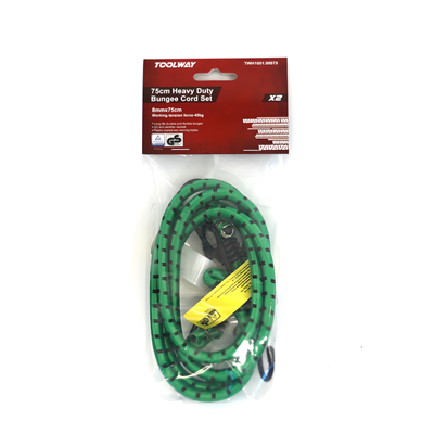Toolway 750mm 2pc Bungee Straps Green - TWH1001.0807
