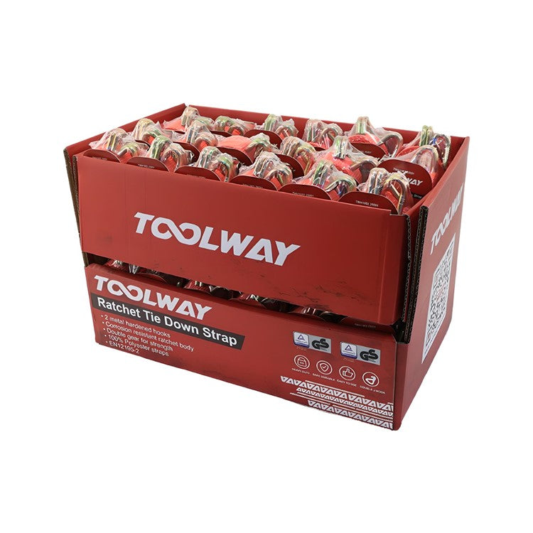 Toolway 5m x 25mm Ratchet Strap Red