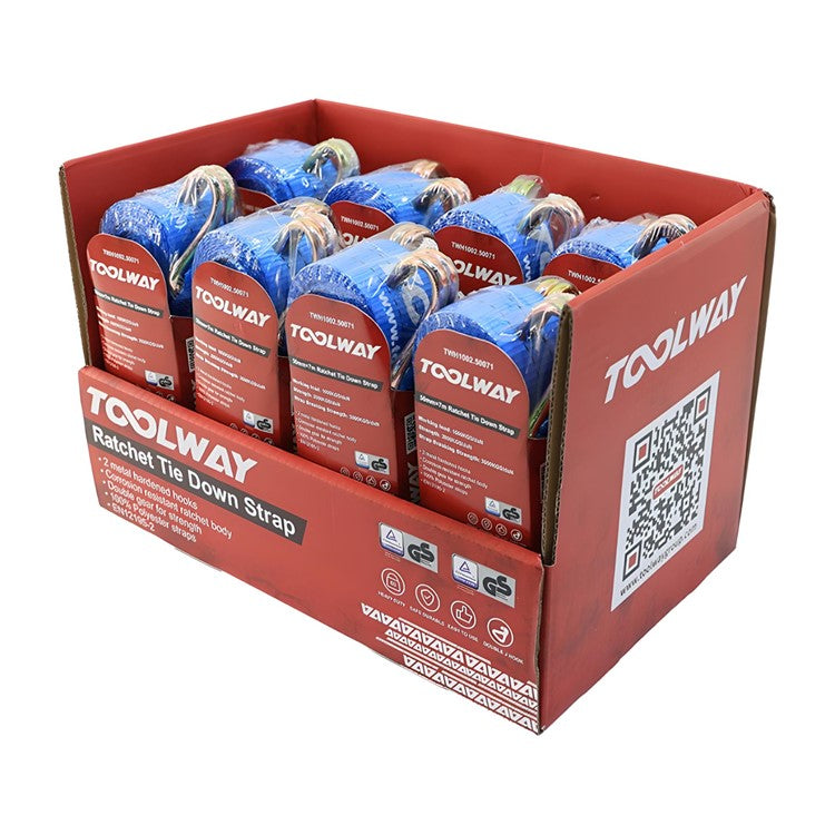 Toolway 7m x 50mm Ratchet Tie Down Strap Blue