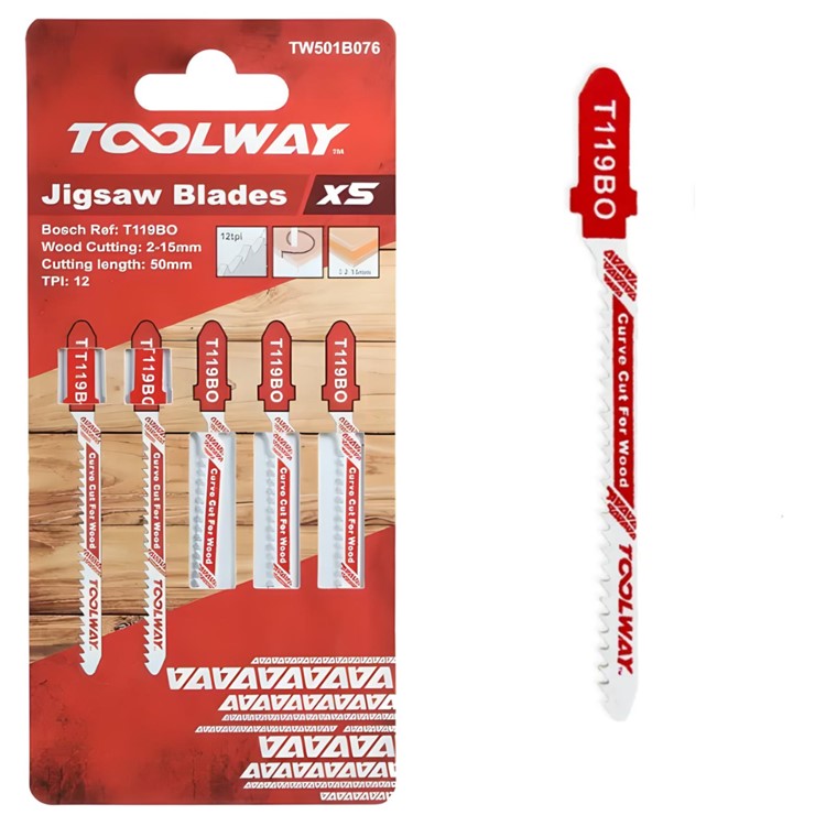 Toolway T119BO Jigsaw Blade for Wood 5pc - TW501B076