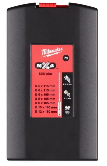Milwaukee 7pc SDS+ MX4 Drill Bit Set 4932492113