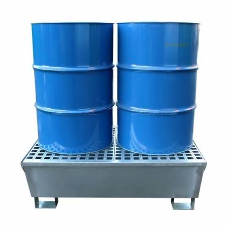 Galvanised 2 Barrel Bund | Heavy Duty Steel Spill Containment Bund for 2 Drums