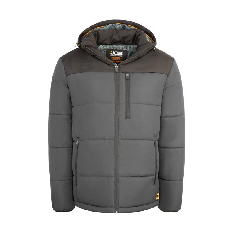 JCB Workwear Padded Jacket With Hood Grey/Black