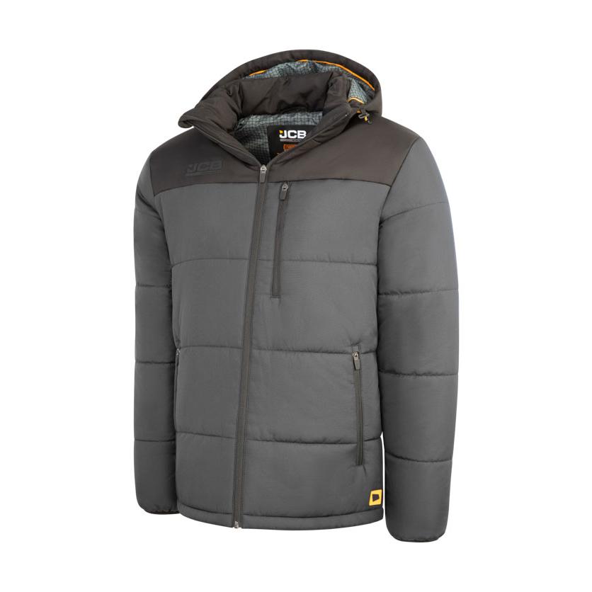 JCB Workwear Padded Jacket With Hood Grey/Black