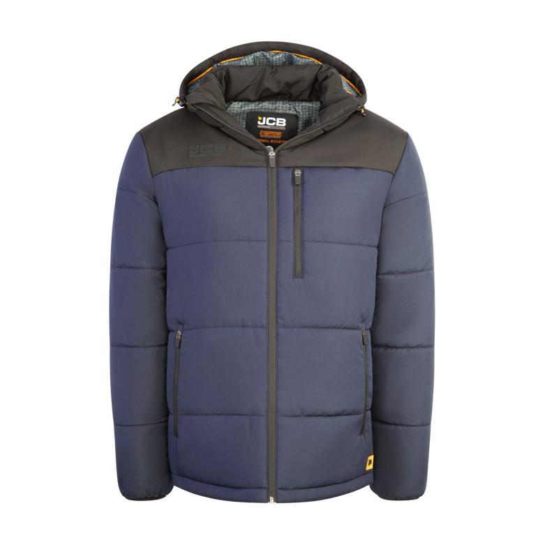 JCB Workwear Padded Jacket With Hood Navy/Black
