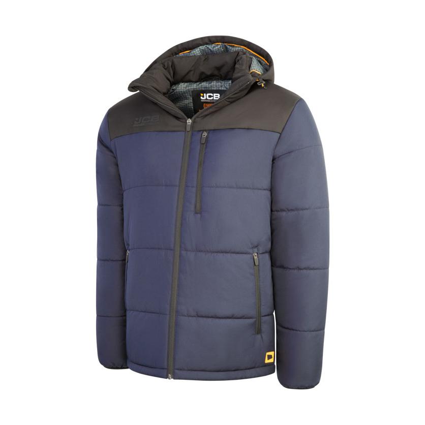 JCB Workwear Padded Jacket With Hood Navy/Black