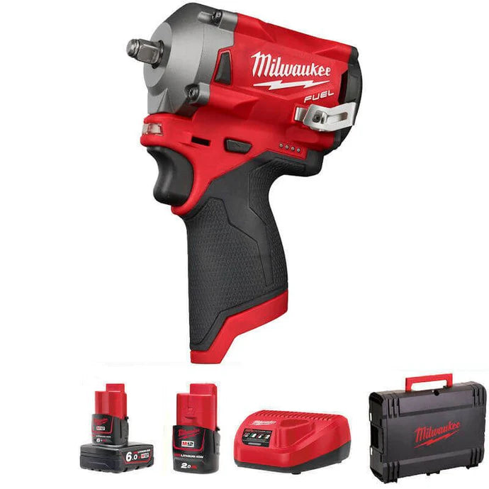 Milwaukee M12FIW38-622X Stubby Impact Wrench Fuel Kit - 3/8"