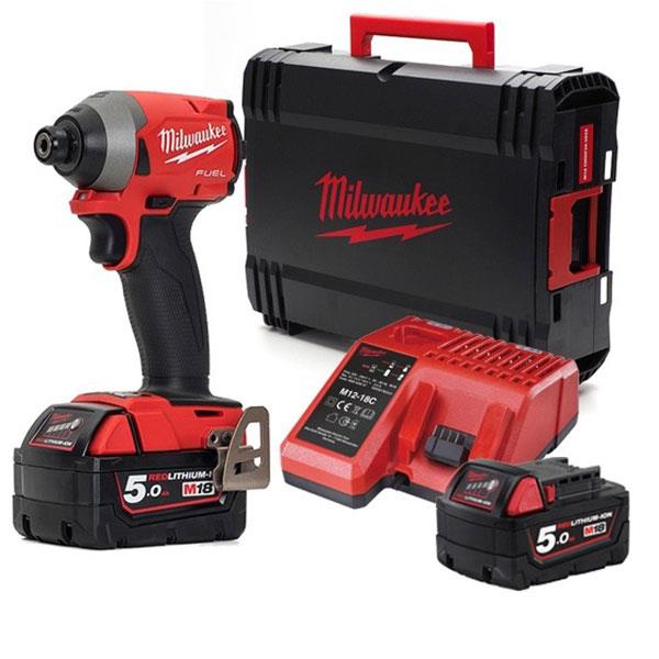 Milwaukee 18 Volt Fuel 1/4" Hex Impact Driver + 2 x 5.0Ah Batteries