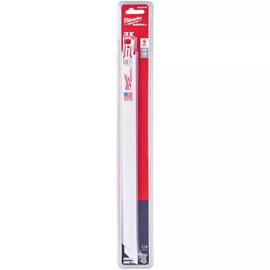 Milwaukee Metal Thin Kerf Sawzall Blades 300mm x 18tpi- 5pk 48005189